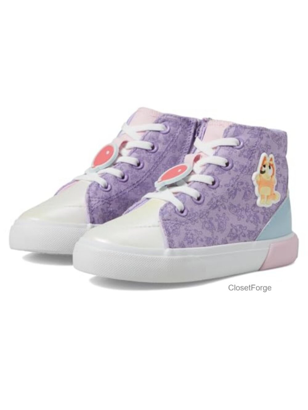 High Top Sneakers Watercolor Canvas Pearlized PU Glitter Puff Patches